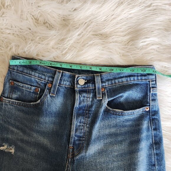 Levi's 501 Jeans Womens W27 28x28 Button Fly Medium‎ Wash Denim Distressed - Picture 8 of 14